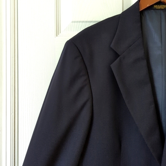 Oscar de la Renta Classic 100% Wool Preppy Blazer Jacket Dark Navy Blue 40L - Picture 4 of 14